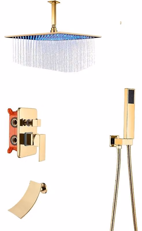 Miscelatore per doccia, design a cascata, materiali resistenti, 12 pollici