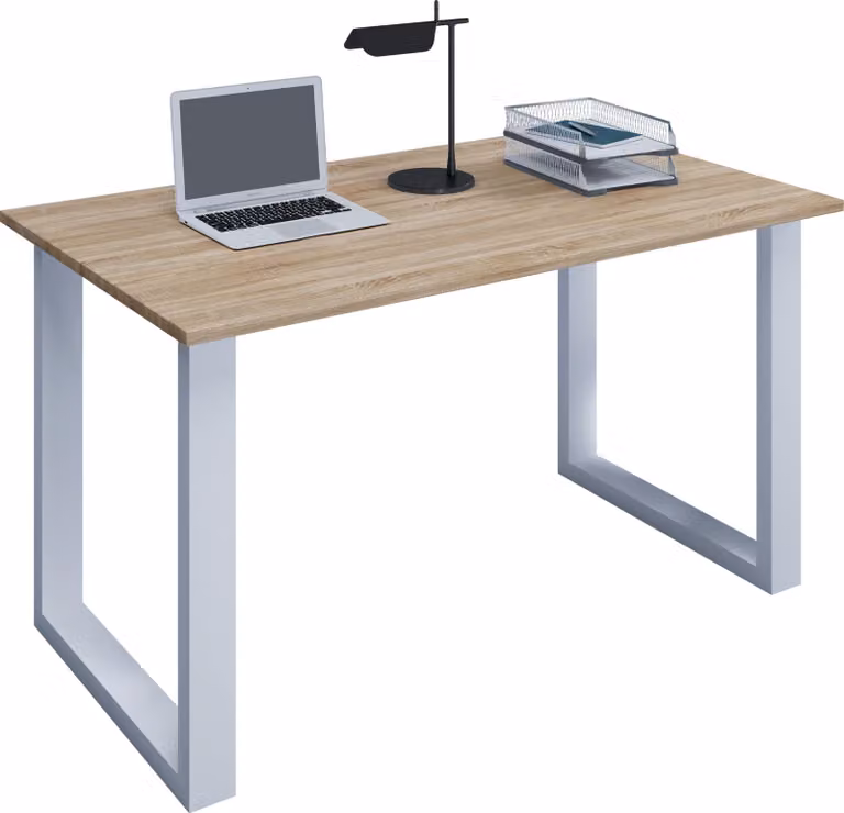 Scrivania in legno | H. 76 x W. 110 x T. 80 cm | Tavolo per computer semplice | piedini in metallo di alta qualità | Tavolo da lavoro | Mobili da ufficio - Lona U