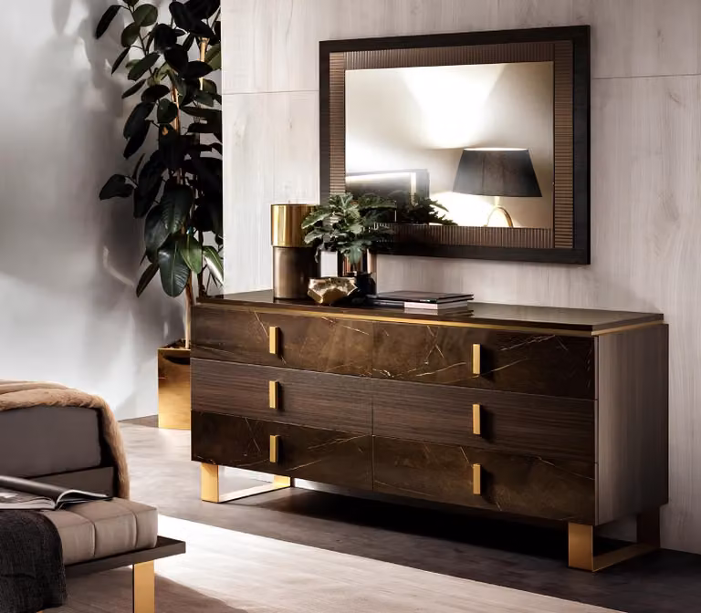 Buffet Anrichte Kommode Spiegel Echte Handarbeit Holz Barock Rokoko Kommoden