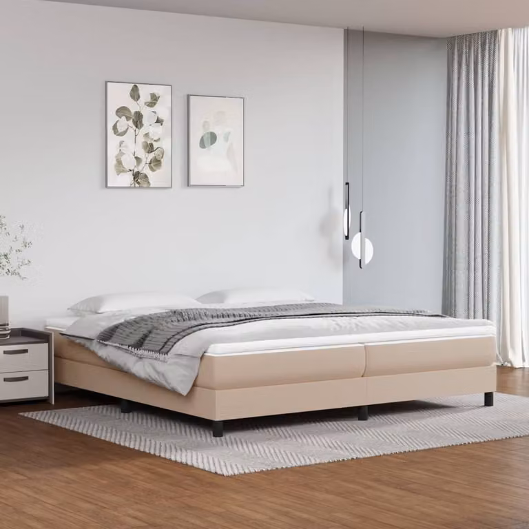 The Living Store Letto a molle Cappuccino-marrone 200x200 cm in Pelle finta