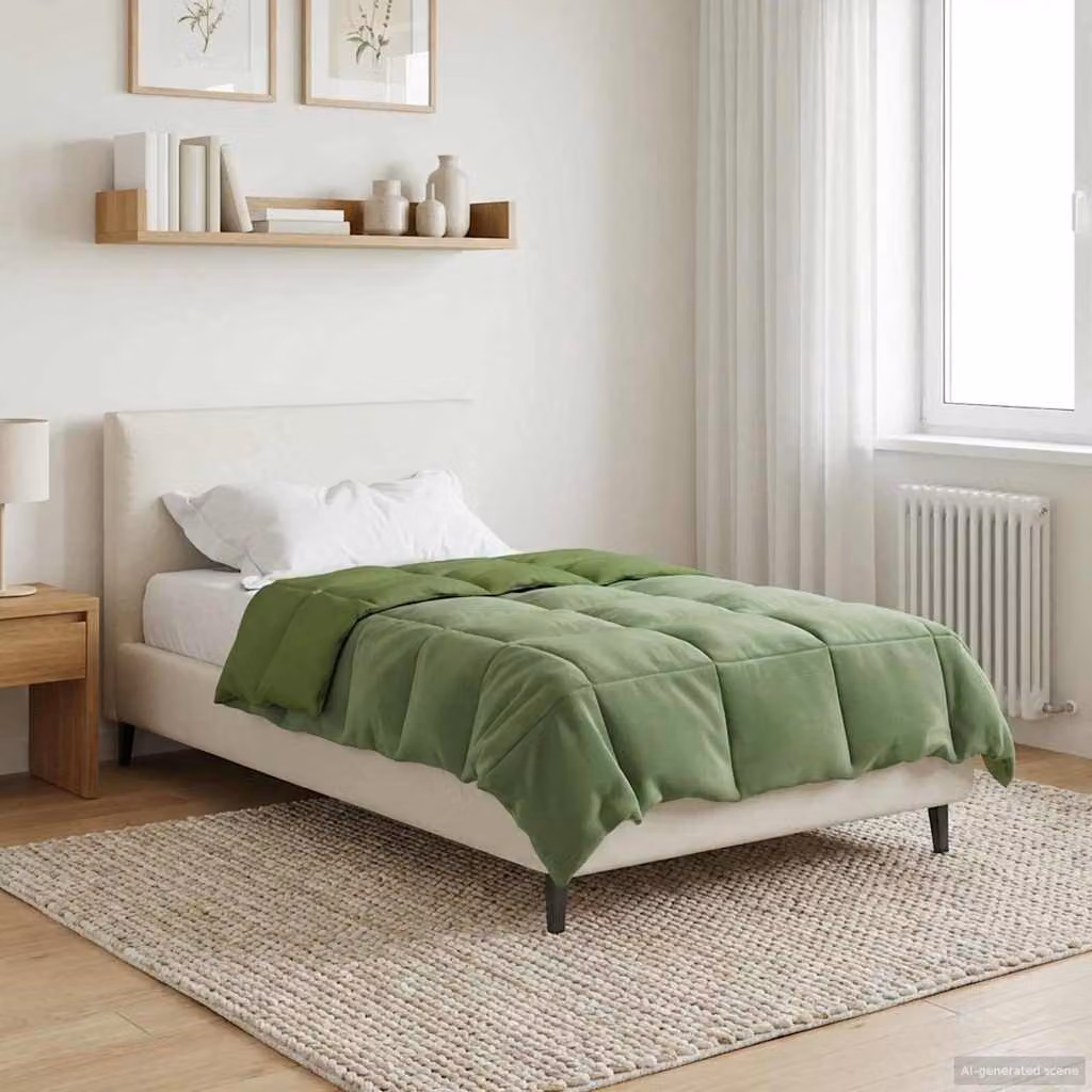 Piumino estivo traspirante e reversibile vidaXL in microfibra verde 155 x 200 cm
