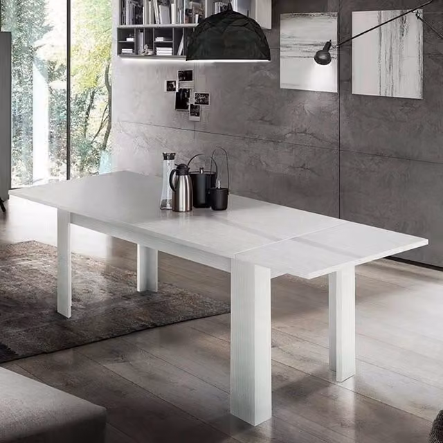 Tavolo da pranzo moderno DMORA Agenore allungabile Bianco lucido Larice L/P/H: 160/210 x 90 x 75 cm – 1