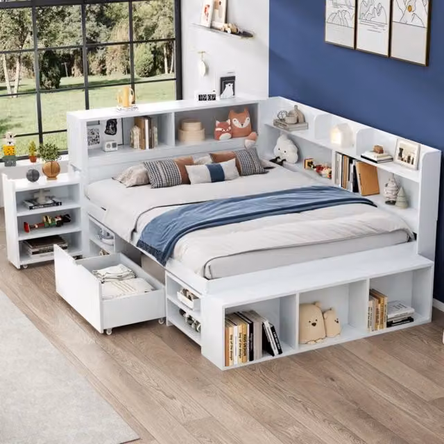 Letto singolo multifunzionale in compensato 140x200 cm