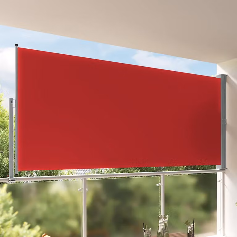 Tenda Laterale Retrattile per Patio vidaXL in Poliestere e Acciaio, Rossa, L: 300 cm, H: 160 cm