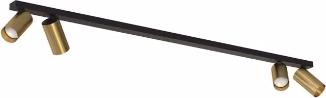 Plafoniera a barra con 4 faretti orientabili GU10 Nowodvorski Lighting Mono 7784 in metallo nero e oro/ottone