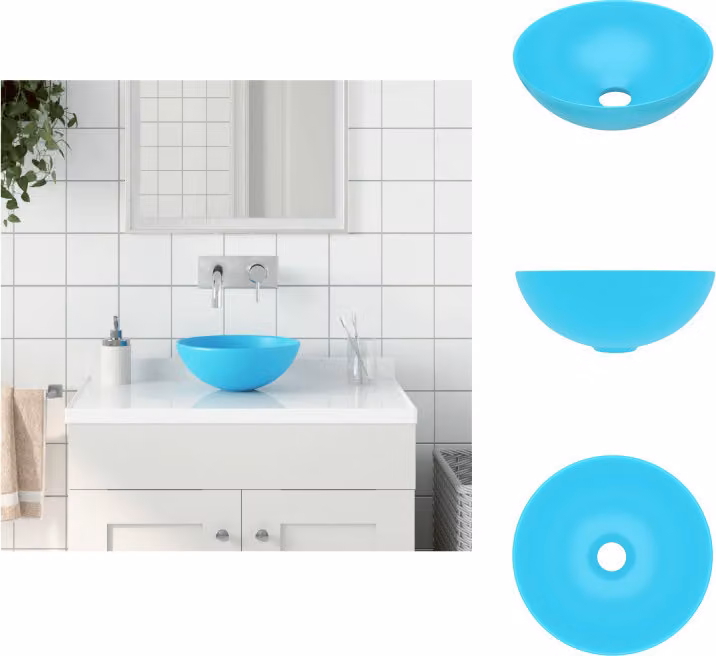vidaXL Lavabo in Vetroceramica verde chiaro rotondo - Lavabo da bagno