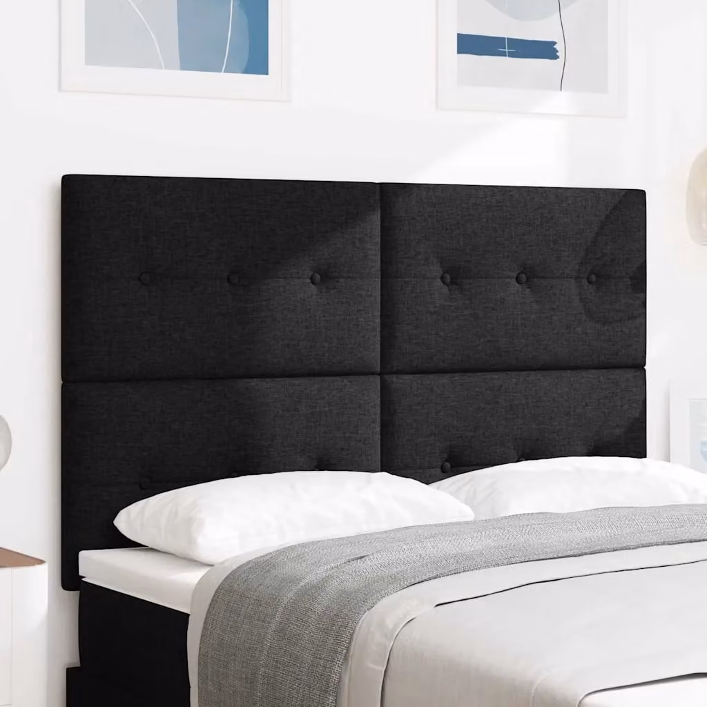 Testiera per letto regolabile in altezza vidaXL in tessuto nero con struttura in legno di pino, Larghezza: 160 cm