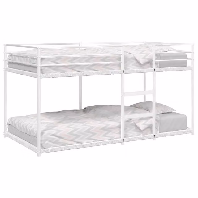Letto a Castello senza Materasso-Struttura Letto a Castello Bianco 100x200 cm in Acciaio 642677