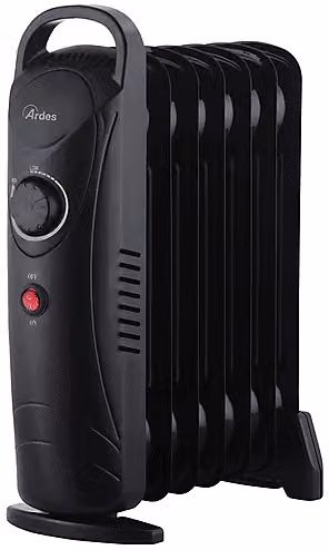 Radiatore a olio Ardes Oil Mini2 nero con termostato e protezione da surriscaldamento