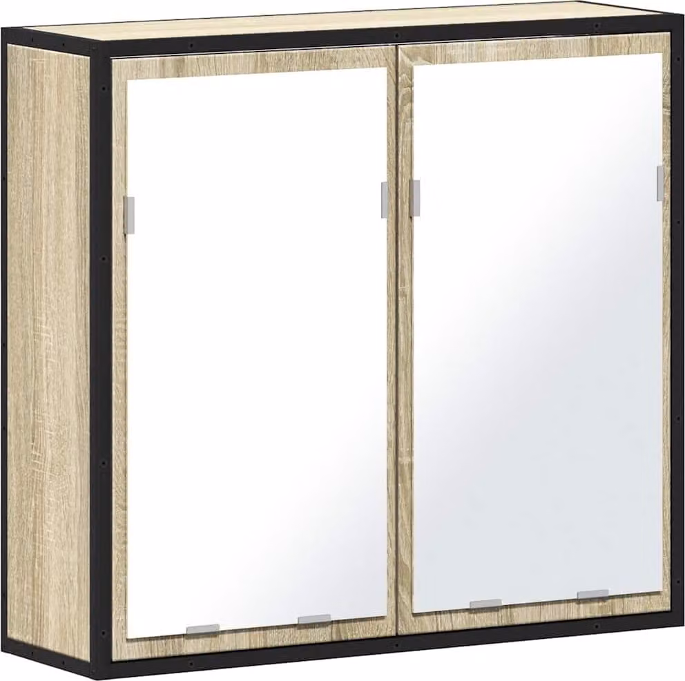 Mobiletto con specchio per bagno in rovere Sonoma 65x20x60 cm in legno ingegnerizzato