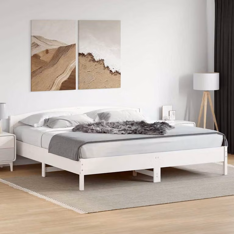 vidaXL Giroletto in legno massello di pino bianco con doghe piatte L/P/H: 200 x 200 x 205,5 cm