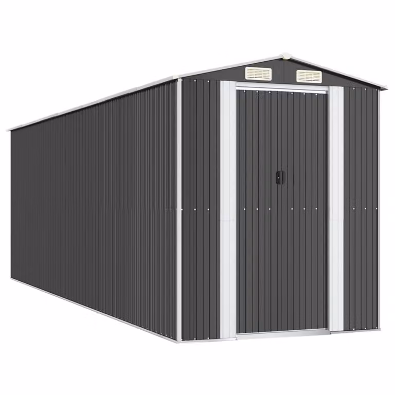 Capanno da Giardino Antracite 192x606x223 cm in Acciaio Zincato