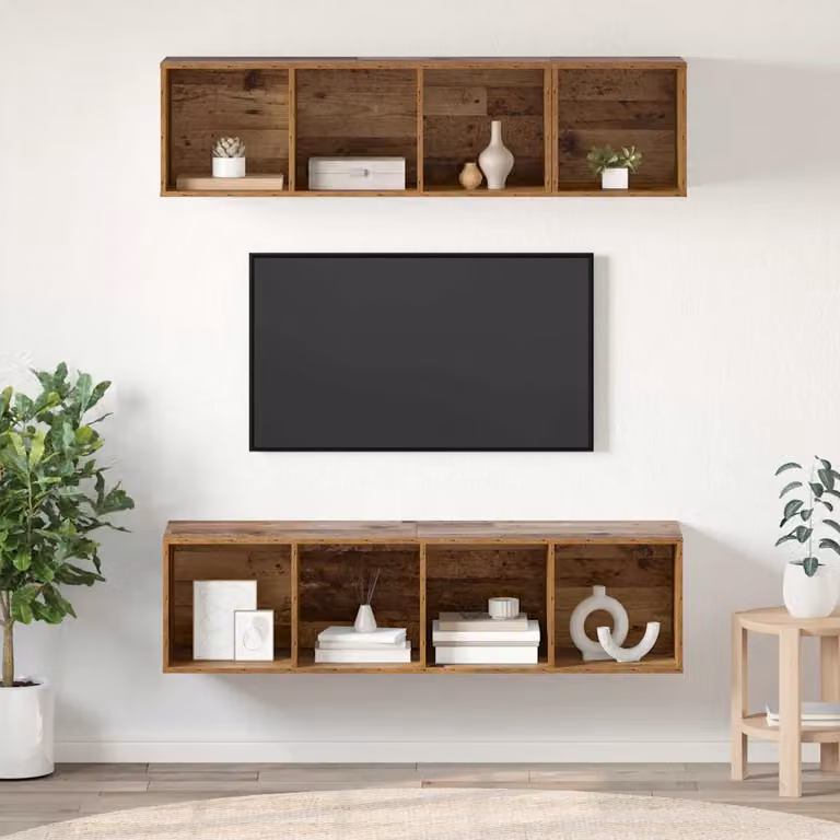 Set mobile TV moderno vidaXL in 3 pezzi, colore marrone, in legno e MDF per soggiorno