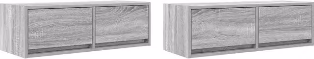 Set di 2 mobili porta TV da parete design salva-spazio contenitore 80 x 31 x 25,5 cm in legno ingegnerizzato grigio 02_0051698