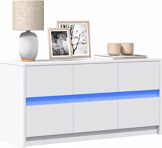Mobile Porta TV Moderno vidaXL Bianco con Illuminazione LED Integrata in MDF L: 100 cm, P: 34 cm, H: 50 cm