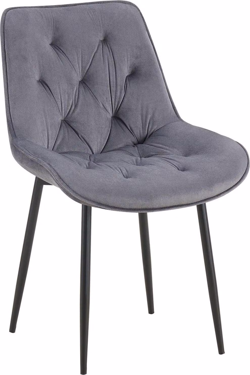 Sedia da pranzo moderna - Sedia da cucina - Elevato comfort di seduta - Rivestimento in velluto | Colore: grigio scuro
