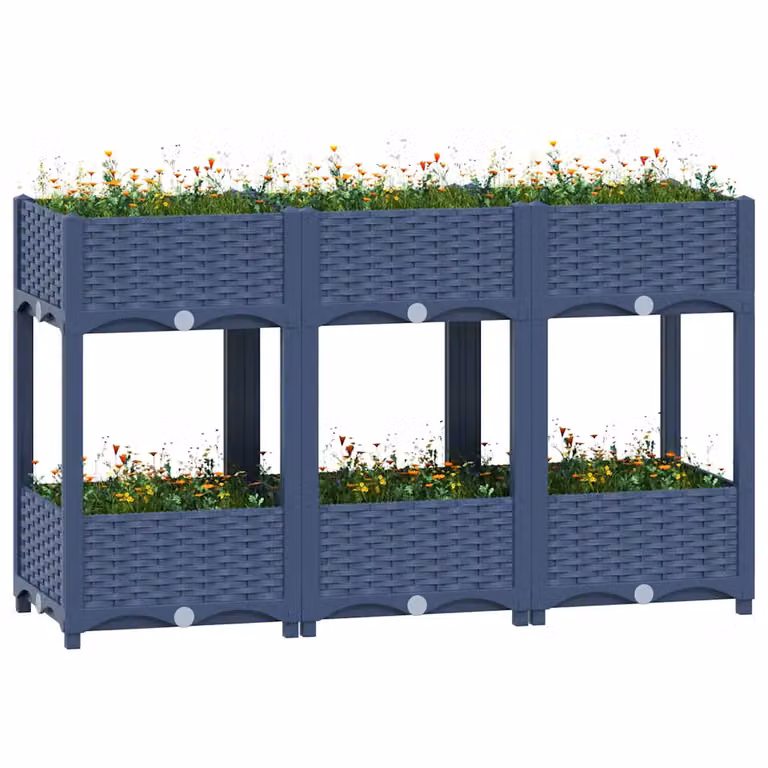 Fioriera Rialzata vidaXL in Plastica per Orto e Giardino, L/P/H: 120 x 40 x 71 cm