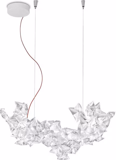 Lampada a sospensione Slamp Hanami rossa e trasparente con LED dimmabile