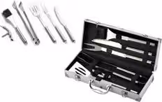 Set di 6 accessori per barbecue Ompagrill in acciaio inox e alluminio colore argento, lunghezza 42 cm
