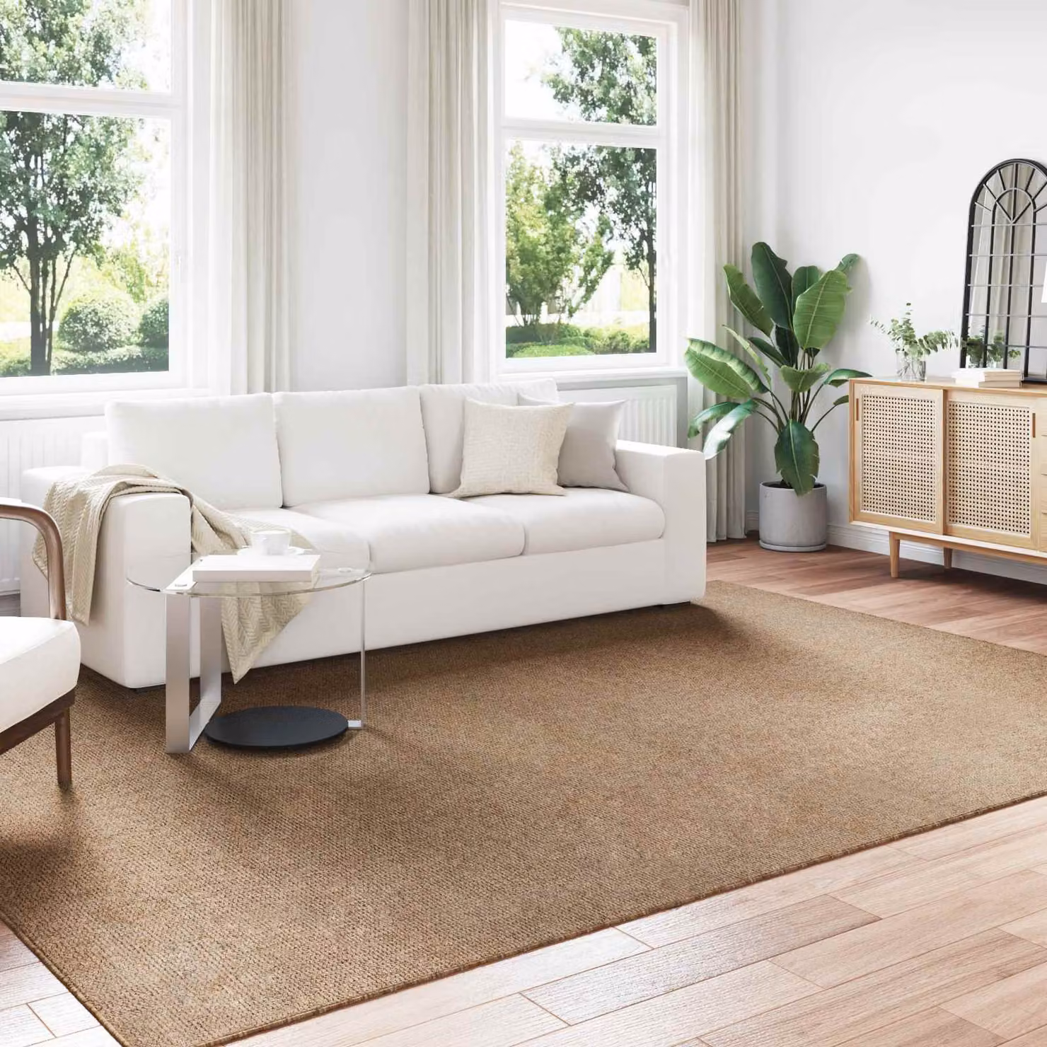 Tappeto vidaXL AGIRA moderno in poliestere per interno ed esterno, L 280 cm x P 200 cm, beige e marrone – 1