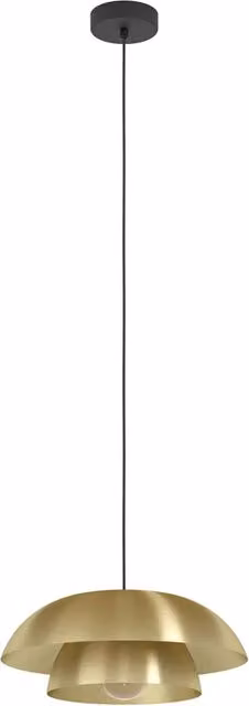Lampadario a sospensione moderno Eglo Cenciara in metallo nero e ottone, 1 luce E27, H 110 cm x L 40 cm x P 40 cm
