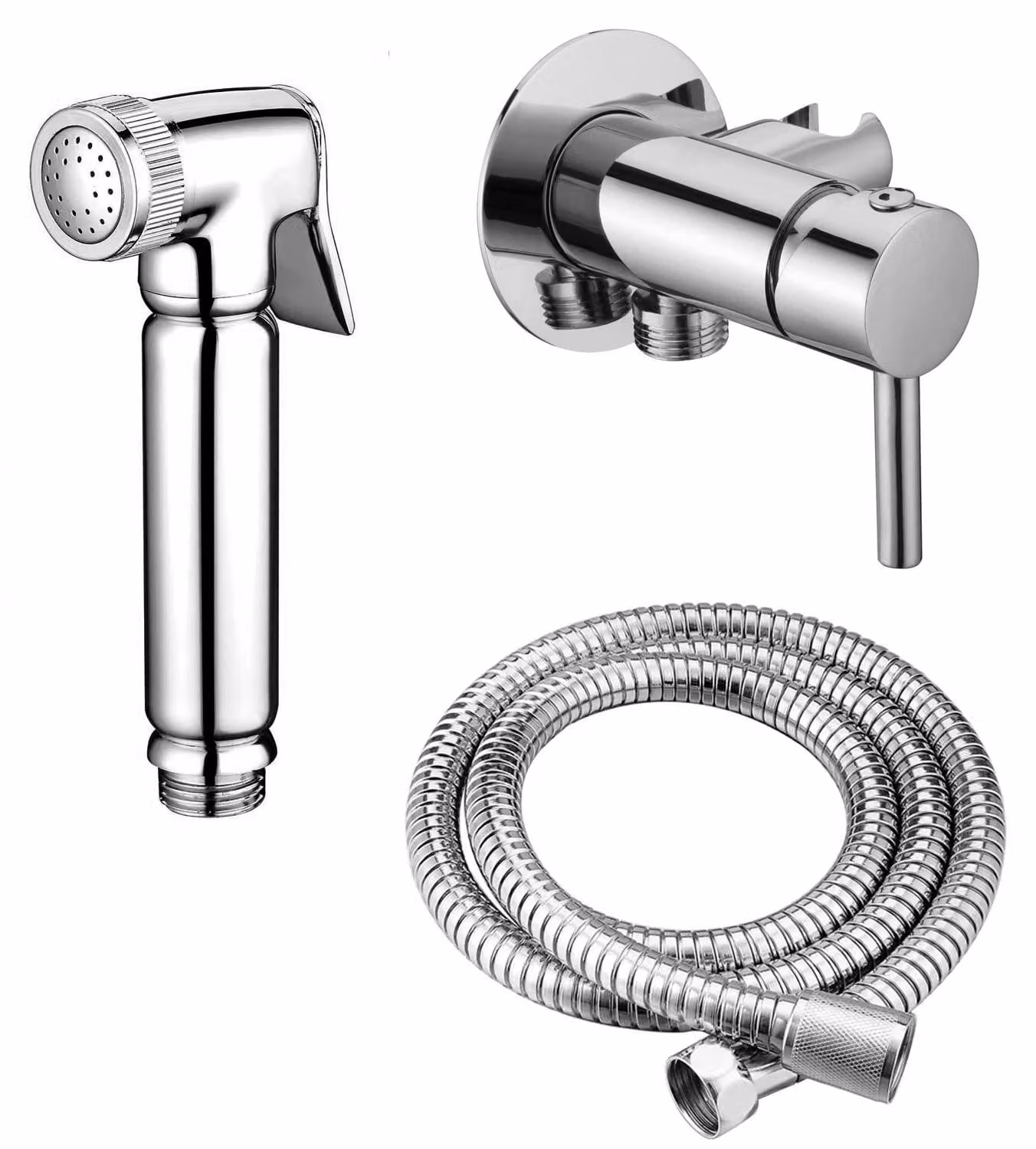 Kit completo per doccia WC/bidet, modello mini "shattaf", cromato