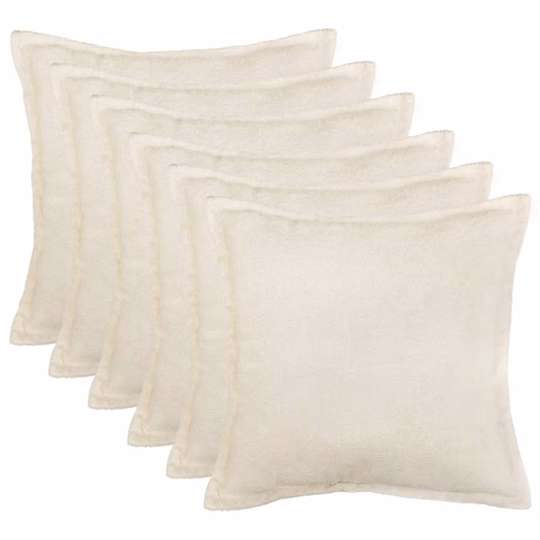 Set di 6 federe vidaXL HOUTEN in tessuto bouclé color beige, L 80 x L 80 cm