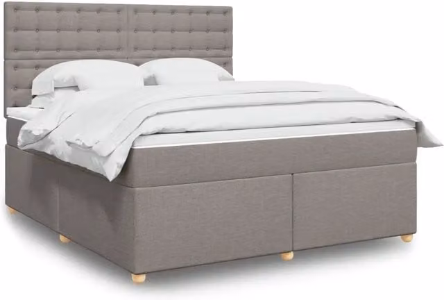 Letto Ibrido vidaXL con Materasso a Molle e Schiuma, Colore Beige e Grigio, L/P: 180 x 200 cm