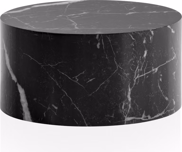 WOHNLING Tavolino MONOBLOC 60x60x30 cm nero lucido con design effetto marmo Tavolino da salotto rotondo tavolino da salotto tavolino moderno