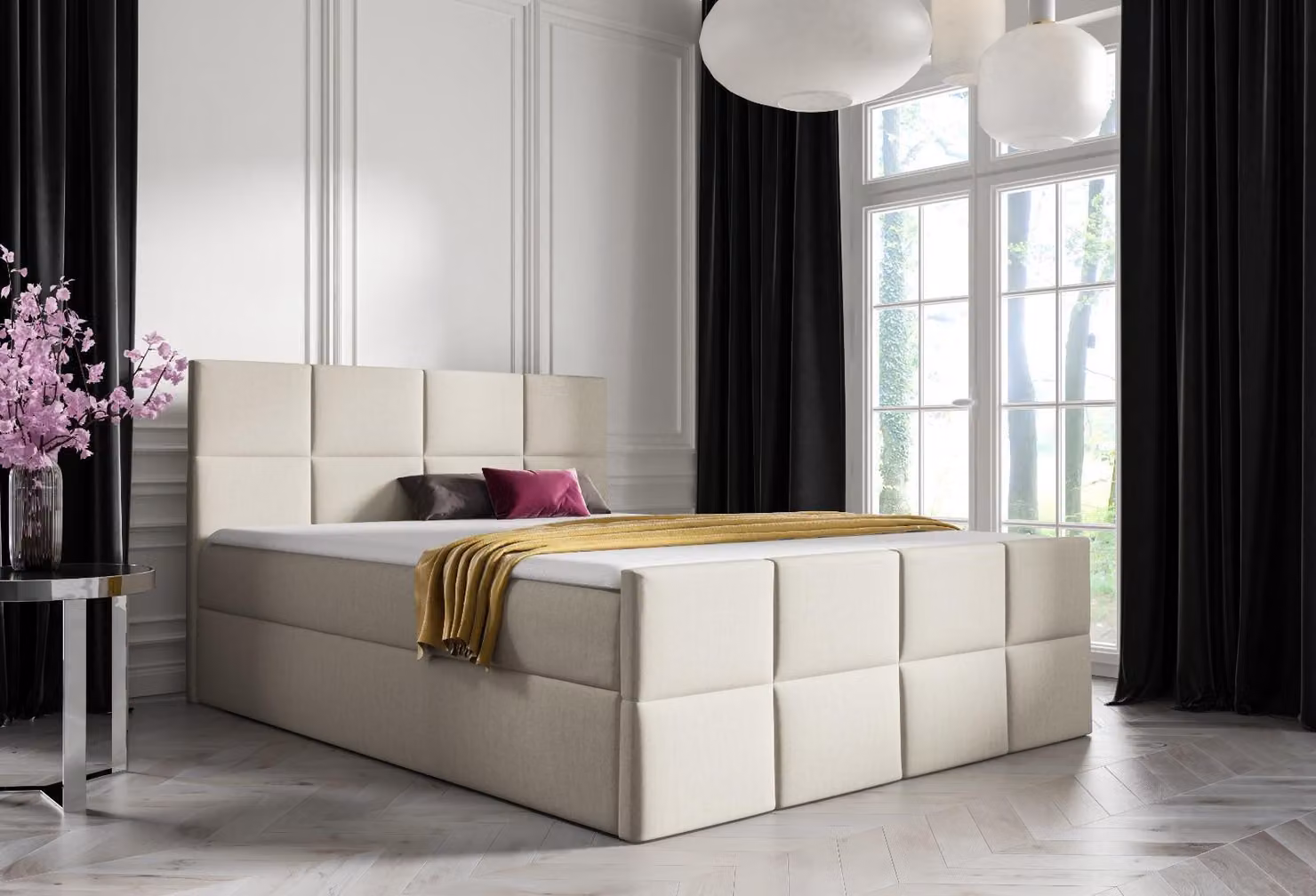 Bett Bettkasten Boxspringbett Schlafzimmer Polster Design Doppel Hotel Modern