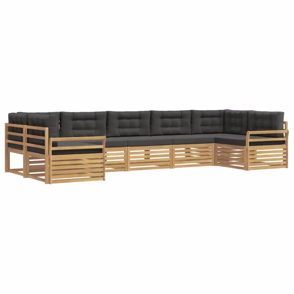Set di divani da esterno a L vidaXL in legno di acacia con cuscini, Bianco e Antracite – 2