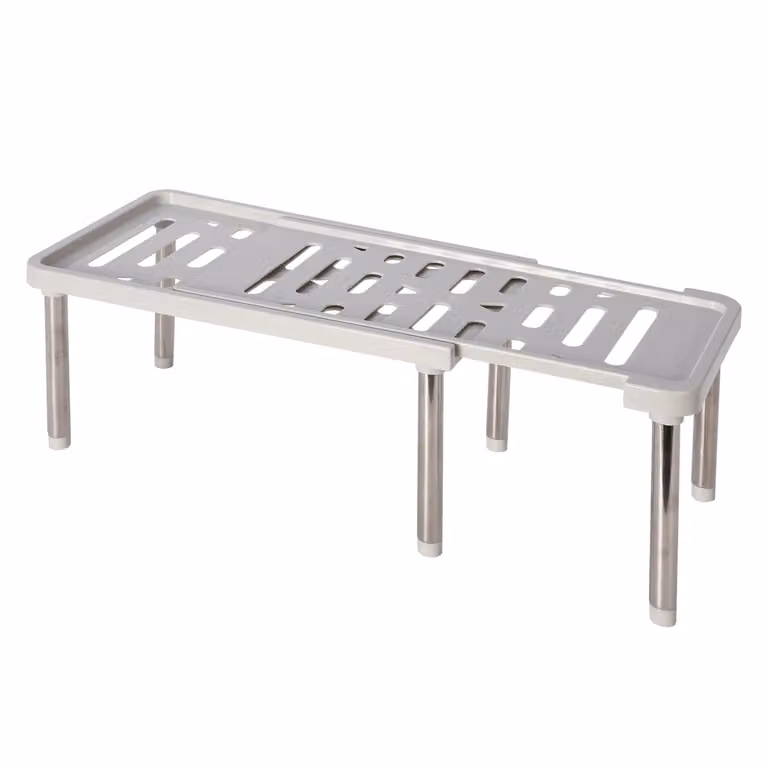 Mensola salvaspazio GUSTO CASA in polipropilene bianca, H 15 cm, L 34,8/61 cm, P 18 cm