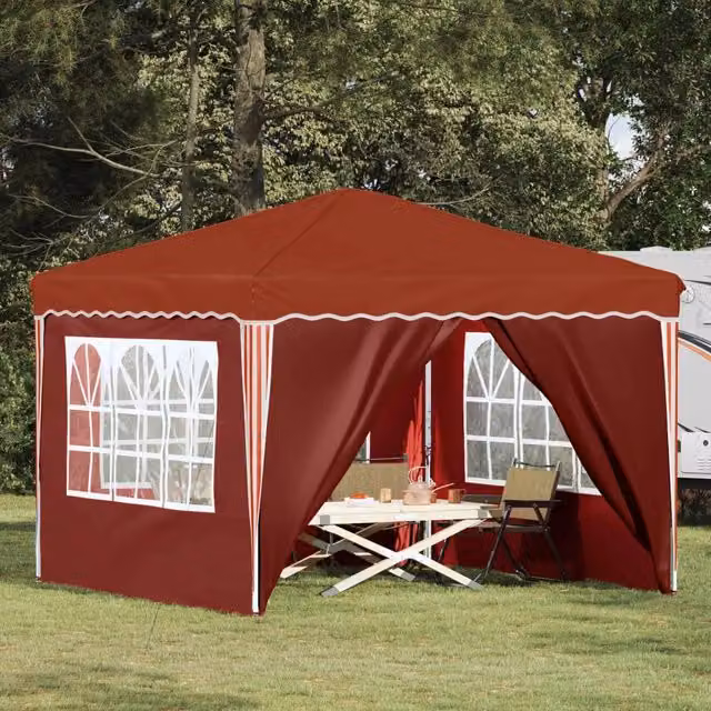 Gazebo pop-up per feste color terracotta con struttura in acciaio L: 288 cm, P: 288 cm, H: 245 cm