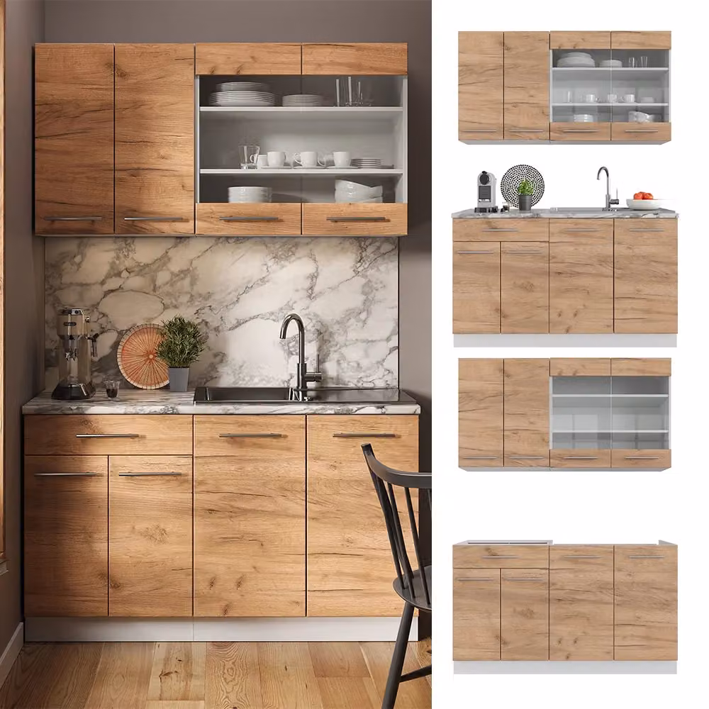 Cucina completa Fame-Line Vicco Rovere dorato e Bianco L: 140 cm – 2