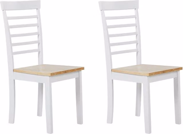 Set di 2 sedie da pranzo in legno di gomma BELIANI, stile scandinavo, colore bianco e legno chiaro, senza braccioli