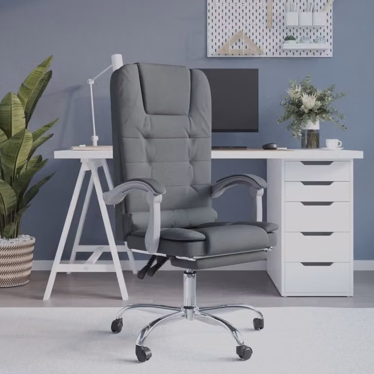 vidaXL Sedia da ufficio con funzione massaggio in tessuto grigio scuro - Sedia da ufficio massaggiante - Sedie da ufficio massaggianti - Sedia da ufficio con funzione massaggio - Sedia da ufficio elettrica