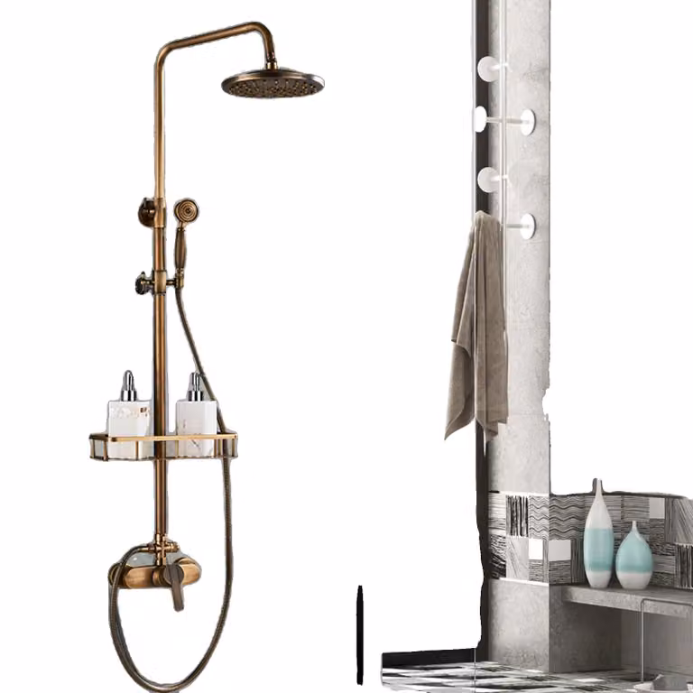 Set doccia tradizionale, soffione a pioggia da 20 cm (8 pollici), regolabile in altezza, finitura bronzo