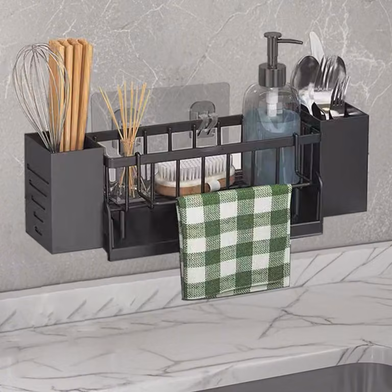 Omgoods - Organizzatore multifunzionale per lavello con sistema di scarico automatico