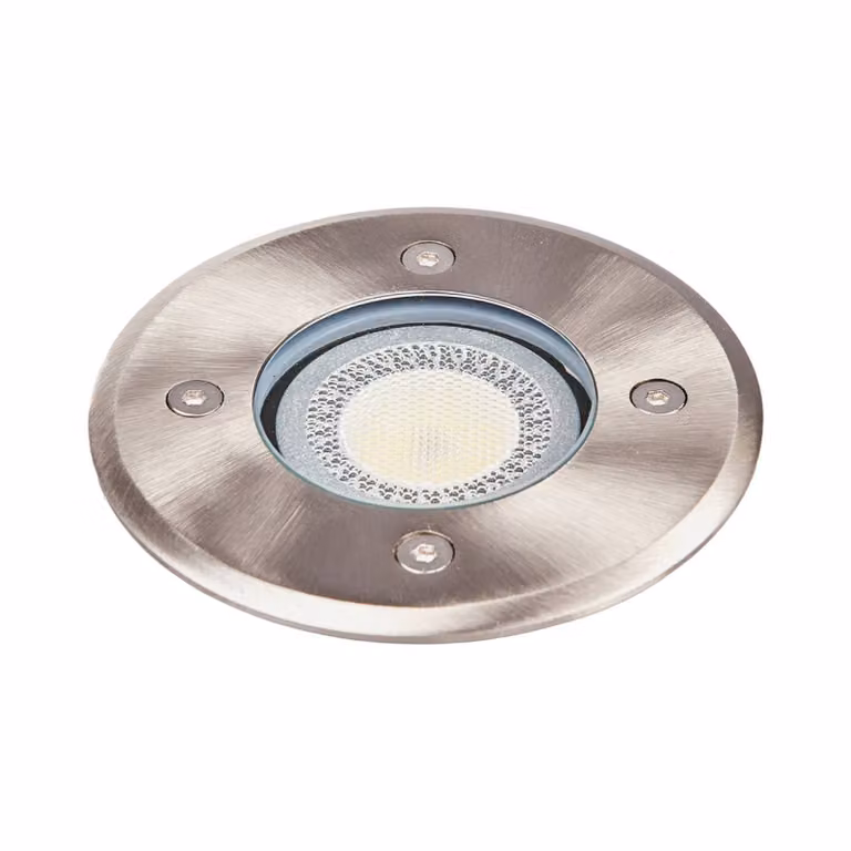 Lindby Insa lampada da incasso a pavimento, Ø11cm, acciaio inox, GU10, IP67
