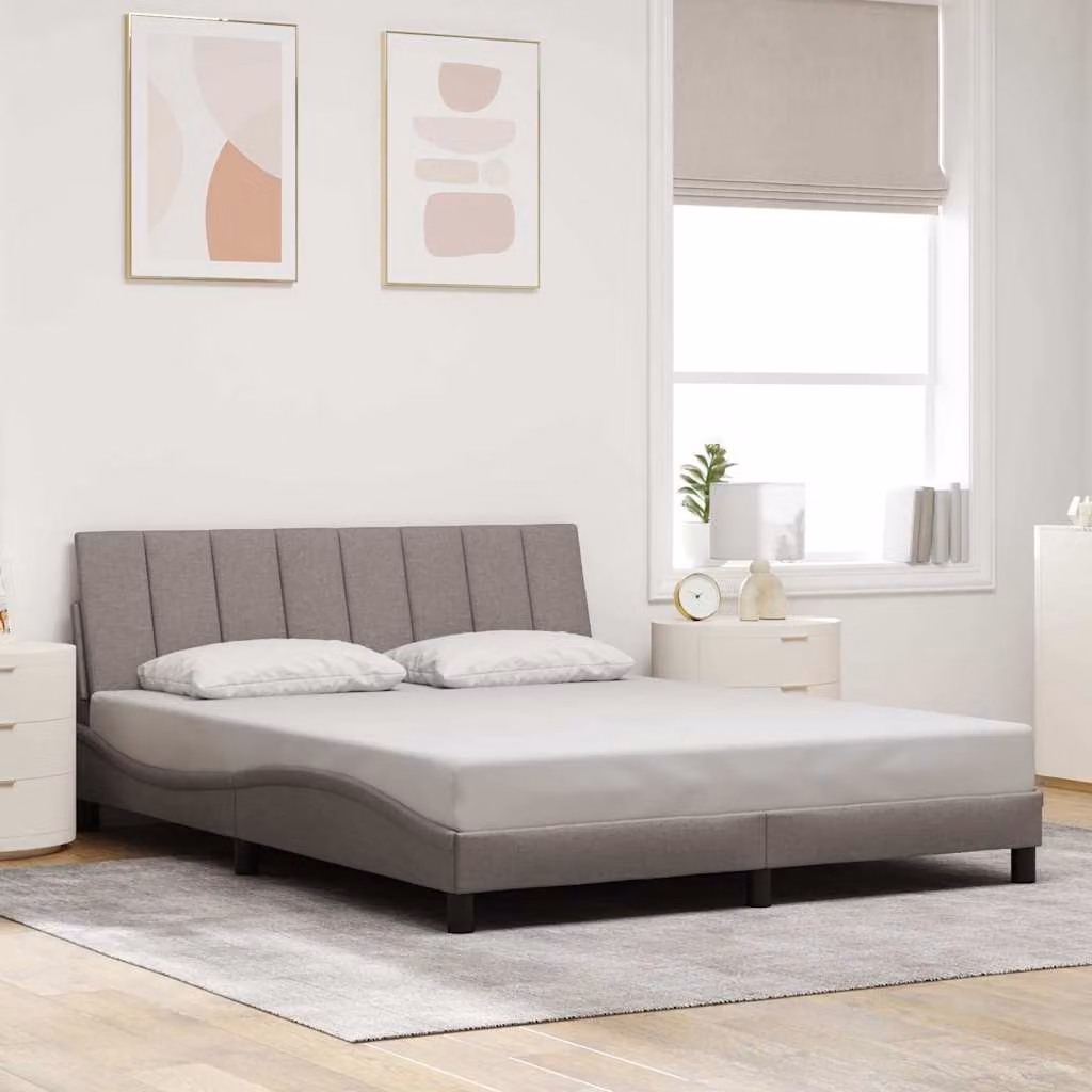 vidaXL Giroletto Hanko in Tessuto con Illuminazione Sotto il Letto e Porta USB, Colore Beige/Grigio, 160x200 cm