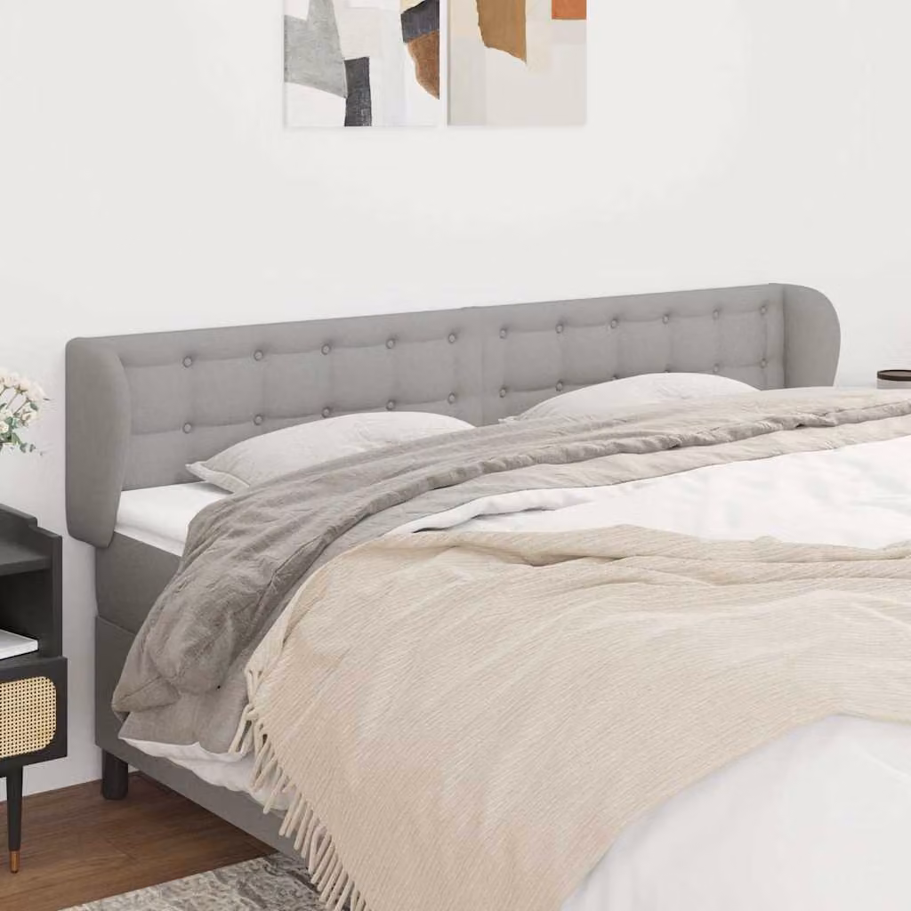 Testiera ad orecchio vidaXL in tessuto grigio chiaro con struttura in legno e pannello imbottito L: 183 cm, P: 23 cm, H: 78/88 cm