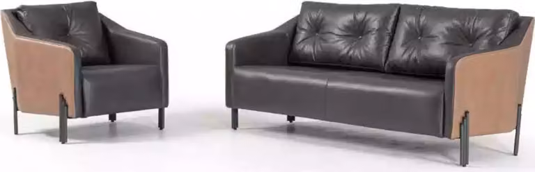 Sofagarnitur Dreisitzer Sessel Textilmöbel Arbeitszimmer Sitzgruppe Sofa