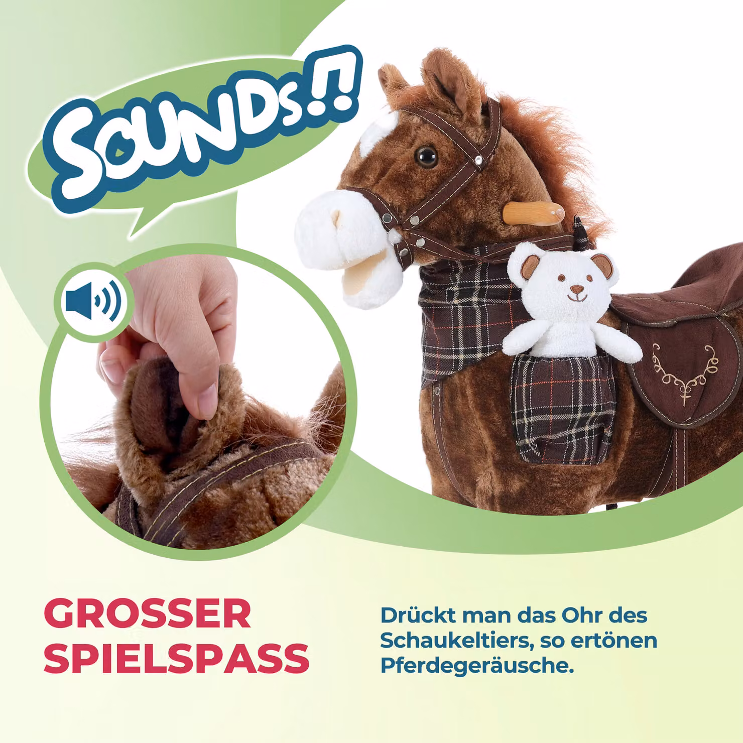 Dondolo a cavallo Deuba® marrone con funzione audio e motore – 3
