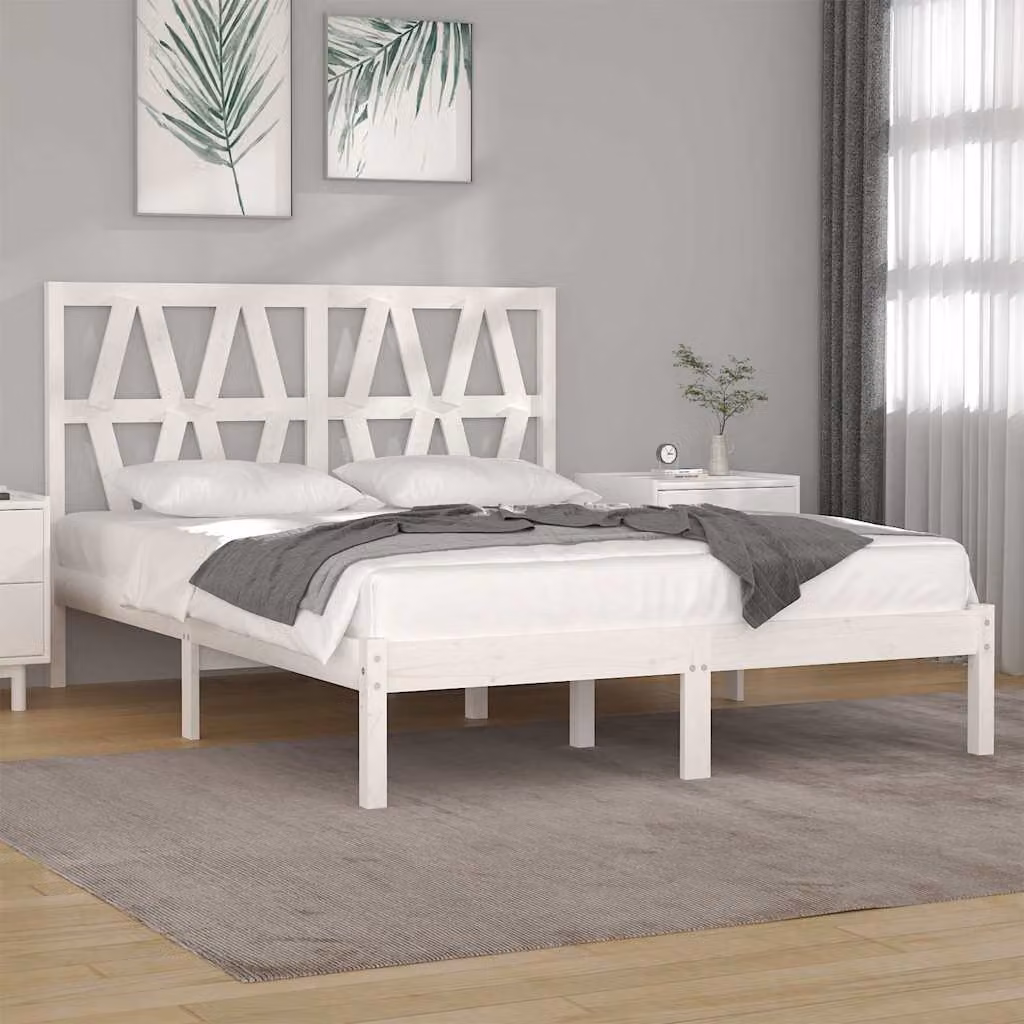 vidaXL Giroletto in Legno Massello di Pino Bianco L: 120 cm, P: 200 cm – 1