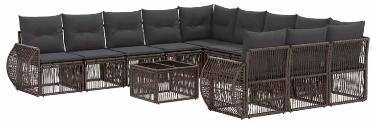 Set Divano da Giardino 12 pcs Grigio e Grigio Scuro polyrattan