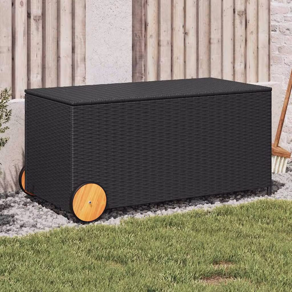 vidaXL Tavolo da Giardino in Legno di Acacia Oliato Nero L: 107 cm, P: 55 cm, H: 53 cm