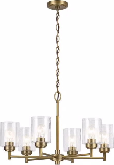 Lampadario WINSLOW ottone 6xE27 vetro bolle Kichler