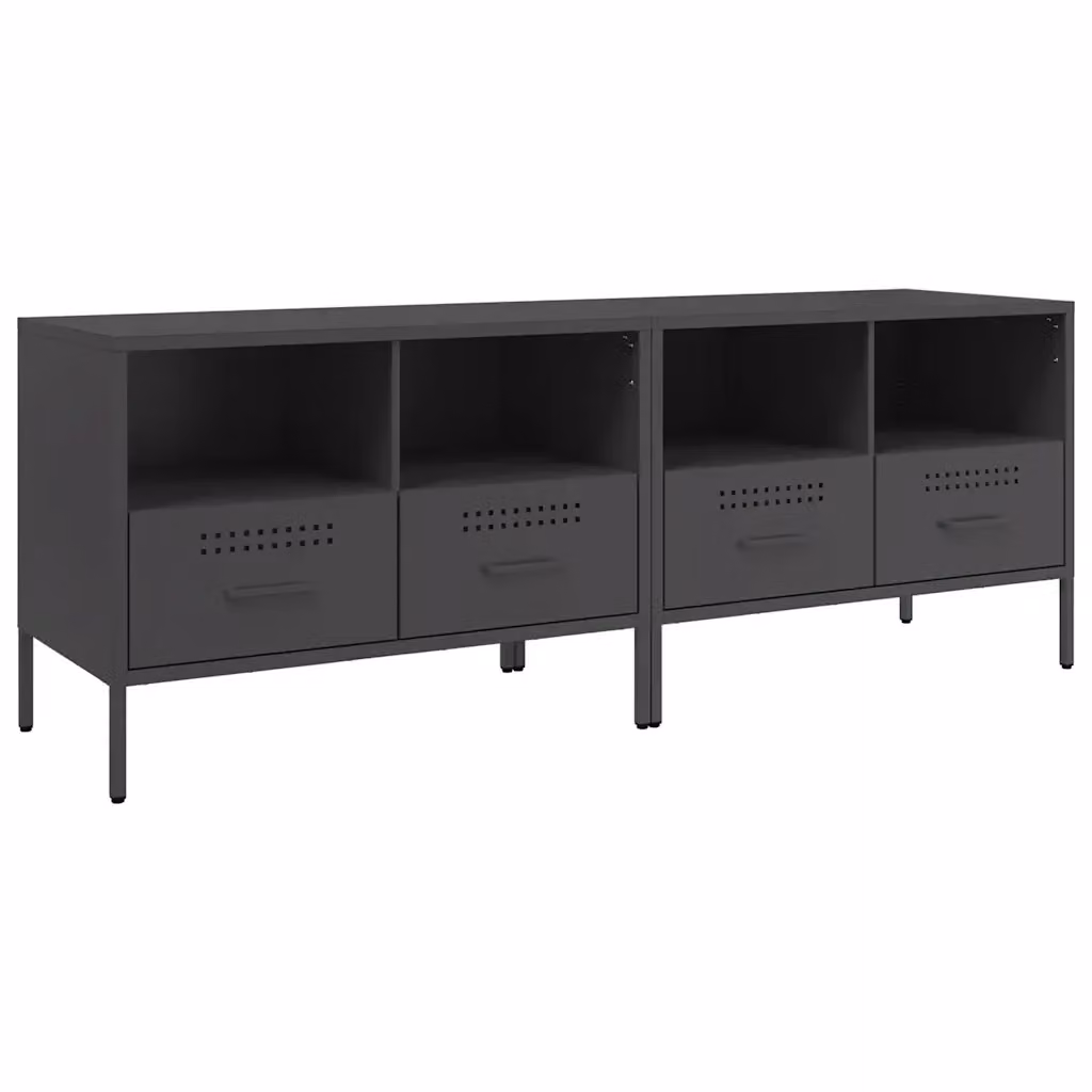 Set di 2 mobili TV vidaXL in metallo nero stile industriale L: 68 cm, P: 39 cm, H: 50,5 cm – 2