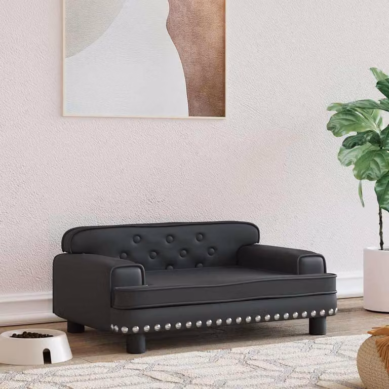 vidaXL Lettino per Cani Chesterfield in Similpelle Nero L 70 cm x P 45 cm x H 30 cm