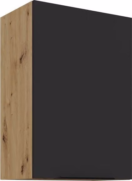 Mobile cucina superiore LUNARA - larghezza 50 cm, nero / rovere artigianale